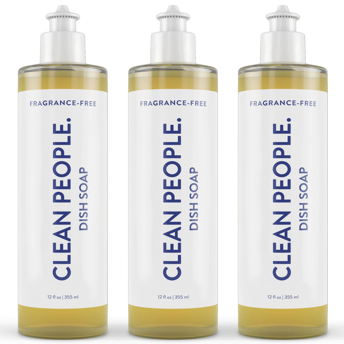 The Clean People liquid dish soap amber bottle pour highlights quick grease removal