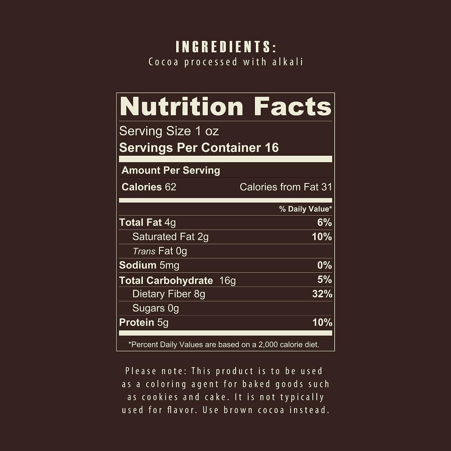 Close-up of The Cocoa Trader Dutch-Processed cocoa powder for smooth flavor.