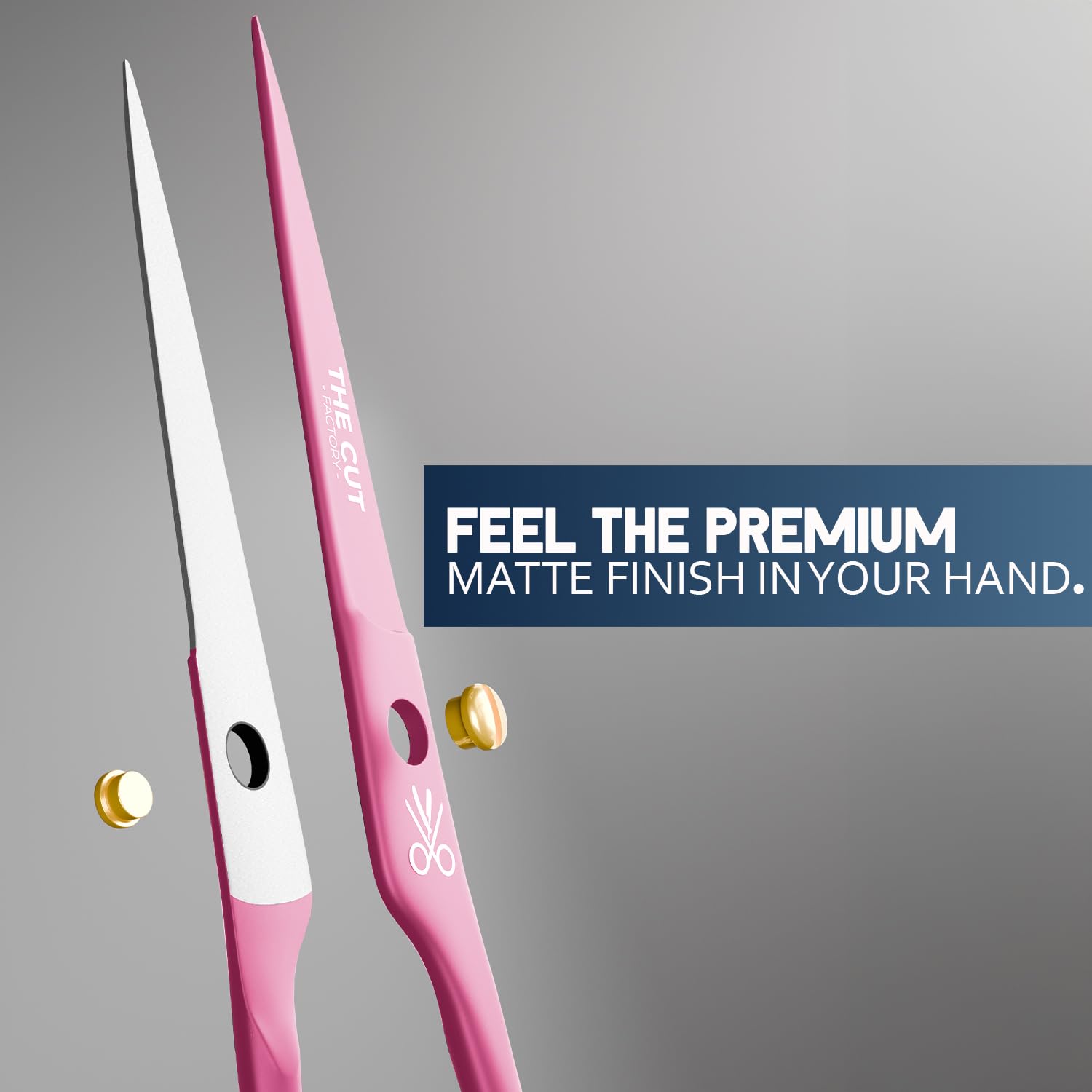 The Cut Factory pink hair scissors ergonomic grip improves comfort during long trims