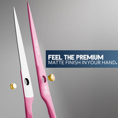 The Cut Factory pink hair scissors ergonomic grip improves comfort during long trims