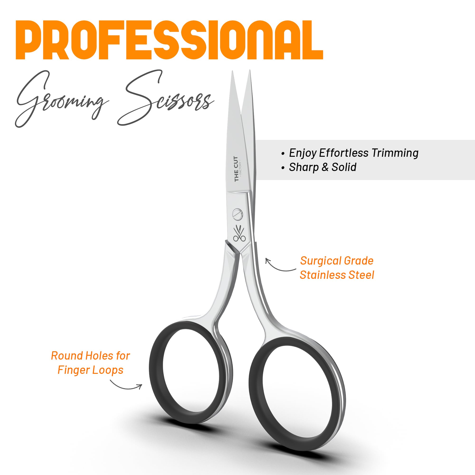 The Cut Factory Precision Scissor satin finish reflects quality