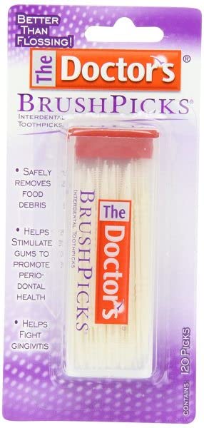 The Doctor's BrushPicks six-pack dispenser, convenient for daily use