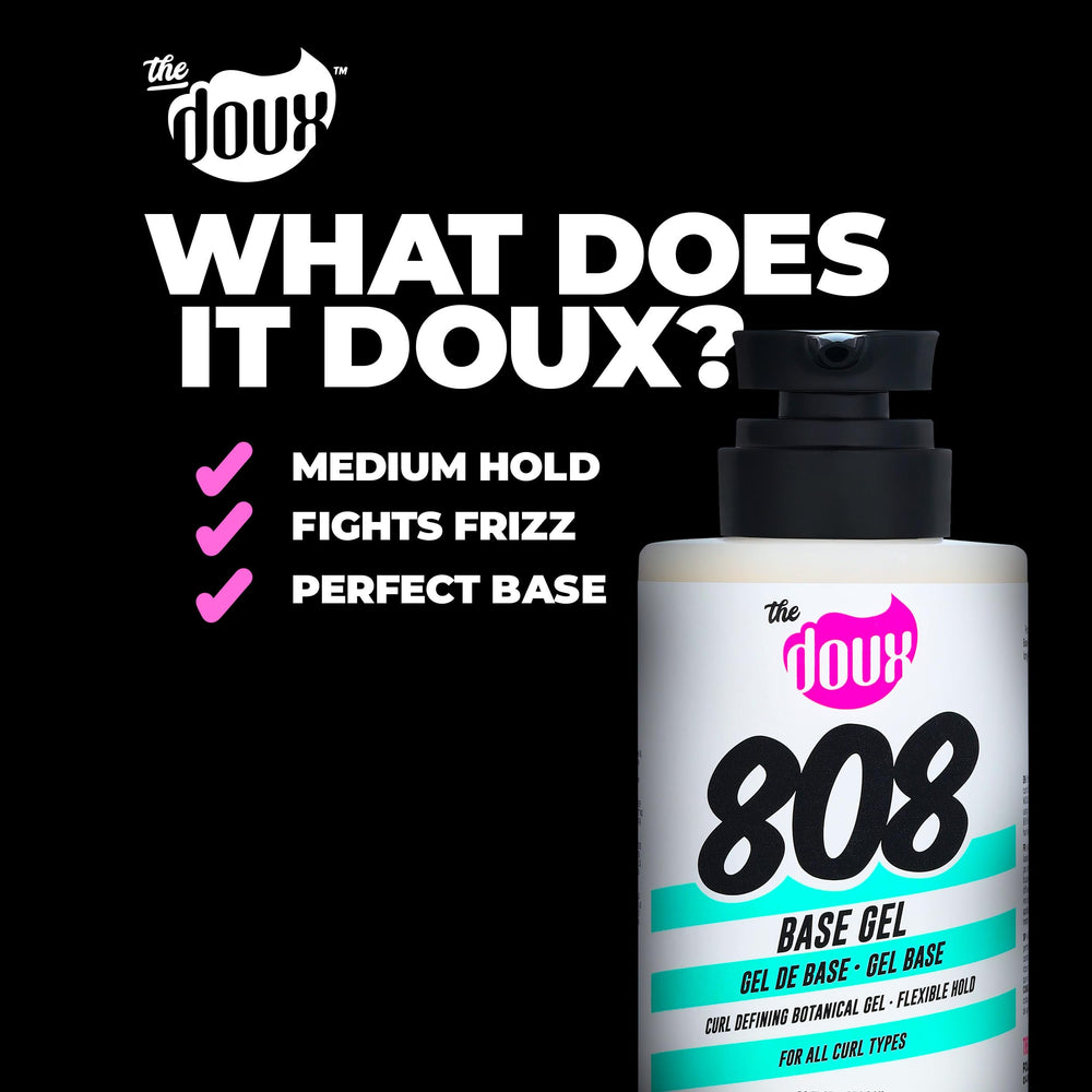 The Doux 808 Base Curl Defining Gel all curl types suitable for wash-and-go.