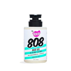 The Doux 808 Base Curl Defining Gel jar closeup highlights creamy texture and shine.
