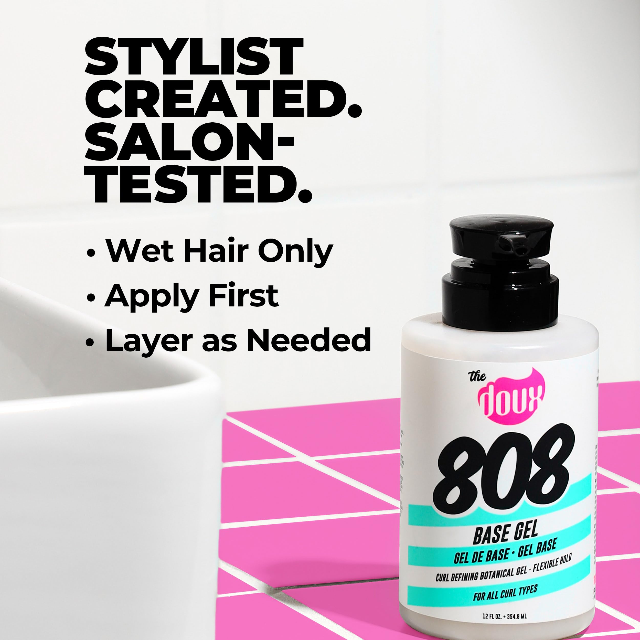 The Doux 808 Base Curl Defining Gel twist-out styling for lasting shape.