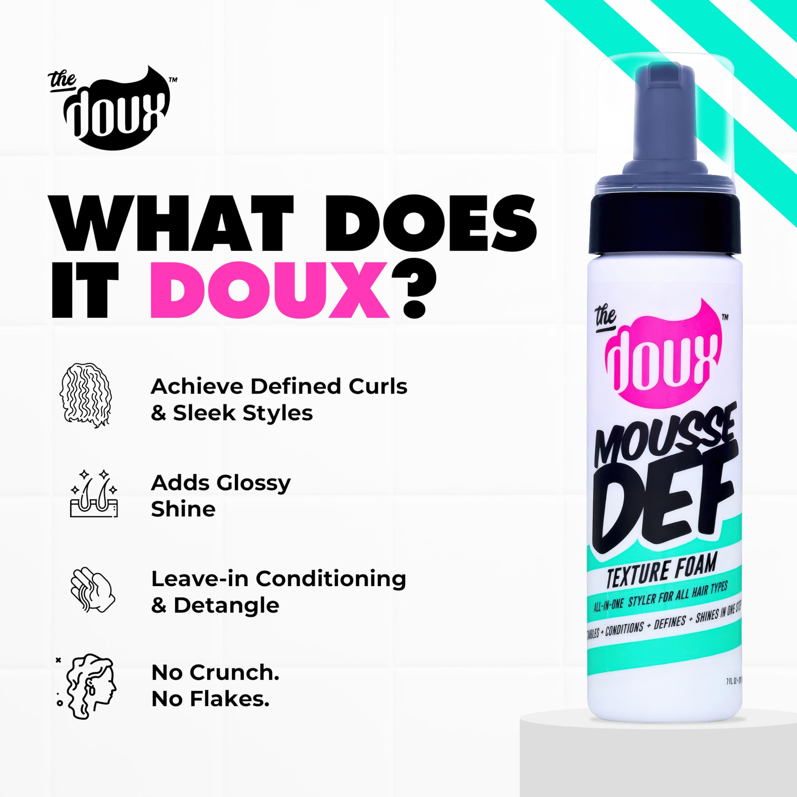 The Doux Mousse texture foam for defined curls without crunch.