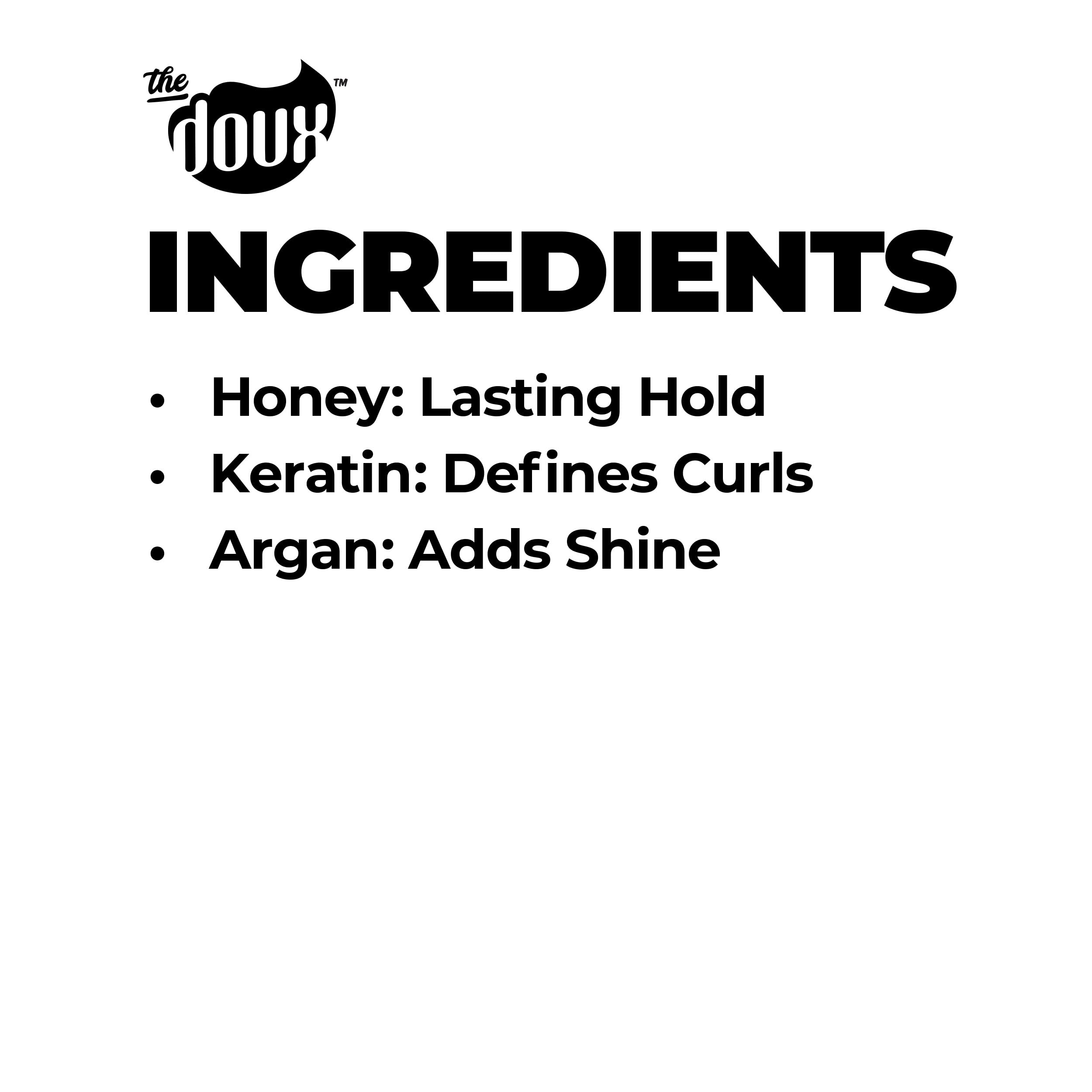 The Doux POP LOCK frizz-control image highlights sleek, sealed frizz-free texture.