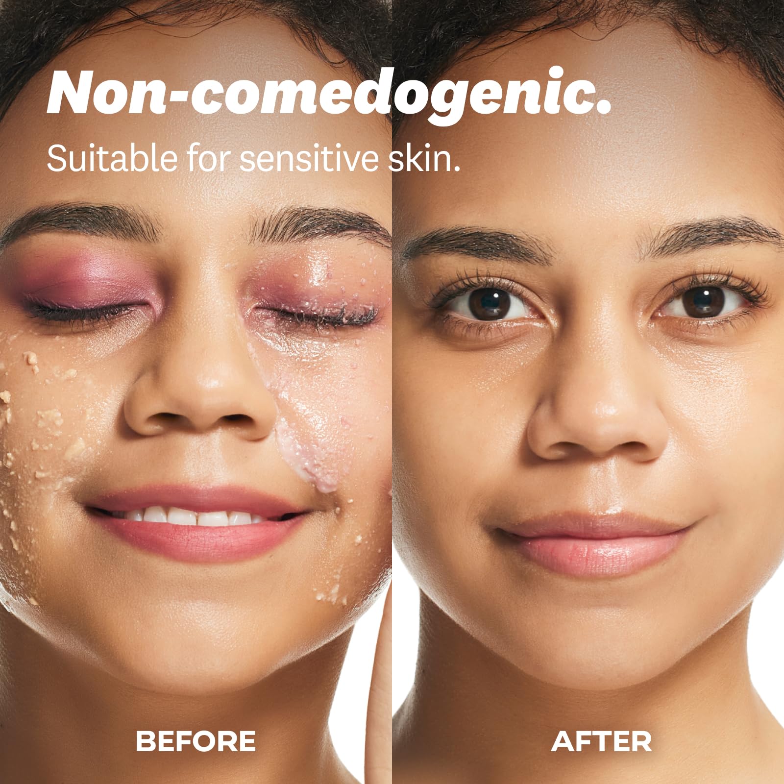 Texture transforms from solid to oil during application for silky cleansing.
