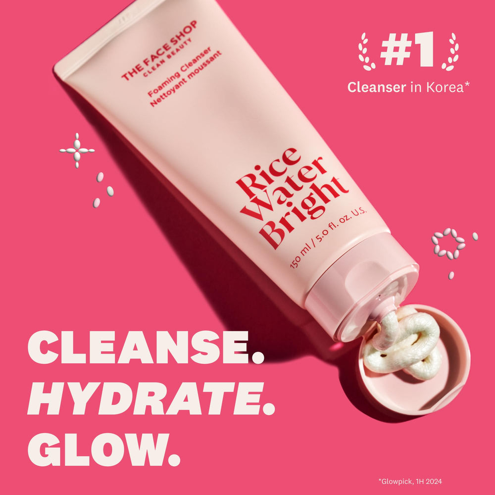 The Face Shop Rice Water Bright cleansing oil bottle highlighting makeup removal power.