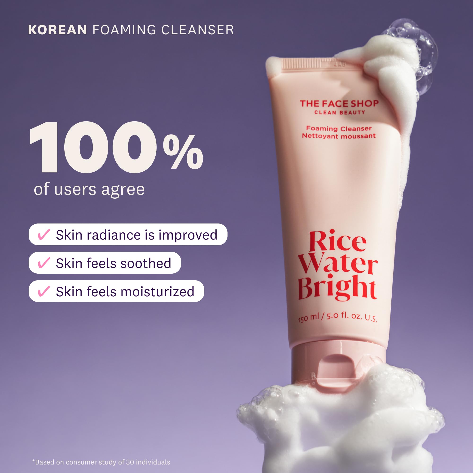 The Face Shop Rice Water Bright pore-cleanser foam texture closeup.