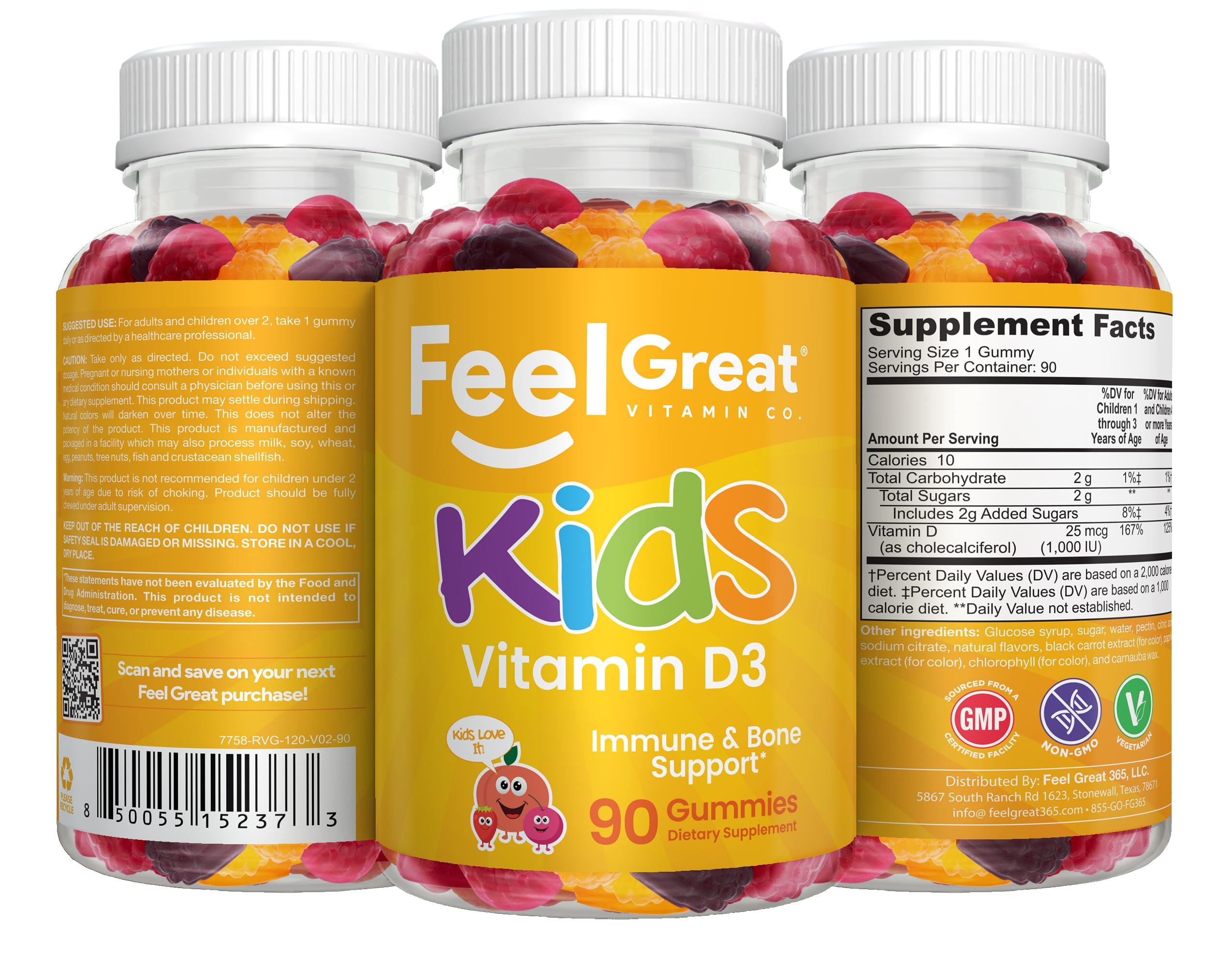 The Feel Great D3 gummies in a lunchbox support daily energy and mood.