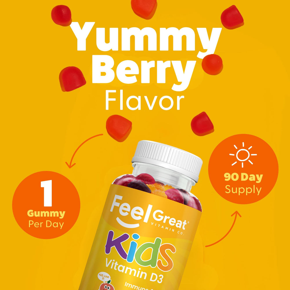 The Feel Great label shows 1000 IU, emphasizing potency and daily use.