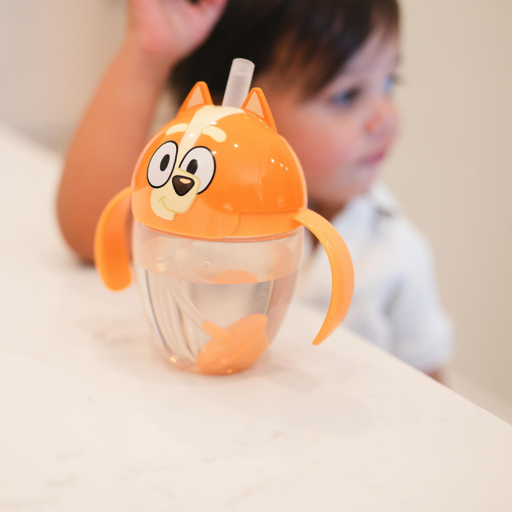 The First Years Bingo cup is top-rack dishwasher safe for easy cleanup.