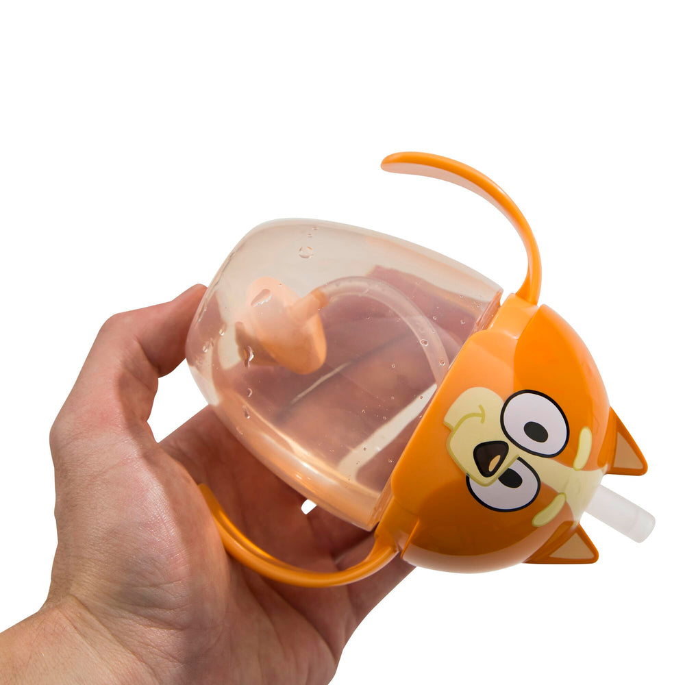 The First Years Bingo weighted straw cup tilt-stable design prevents spills during practice.