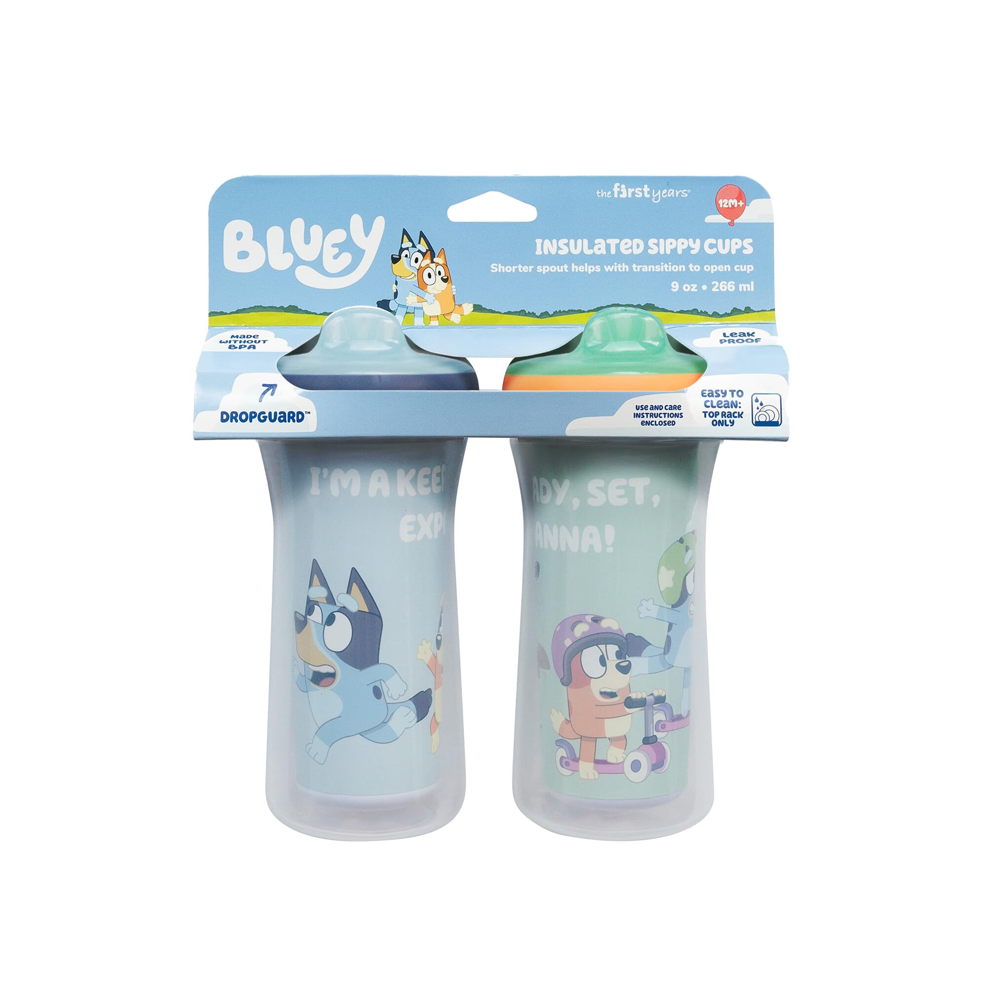 The First Years Bluey cup is suitable for ages 12 months and up.