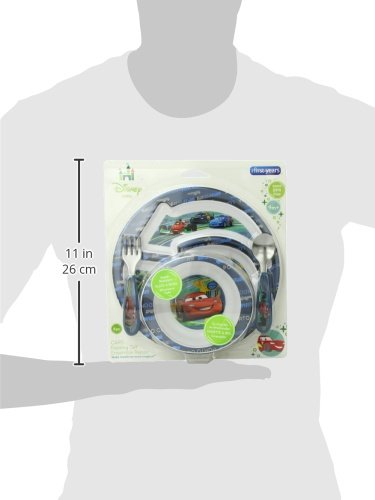 The First Years Cars dinnerware is dishwasher-safe for easy cleanup.