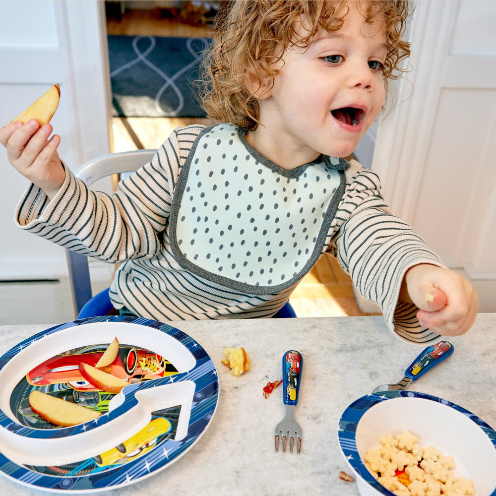 The First Years Cars four-piece set is durable and easy to clean.
