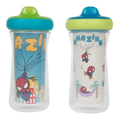The First Years Marvel insulated sippy cup with spill-proof spout keeps drinks cool on the go