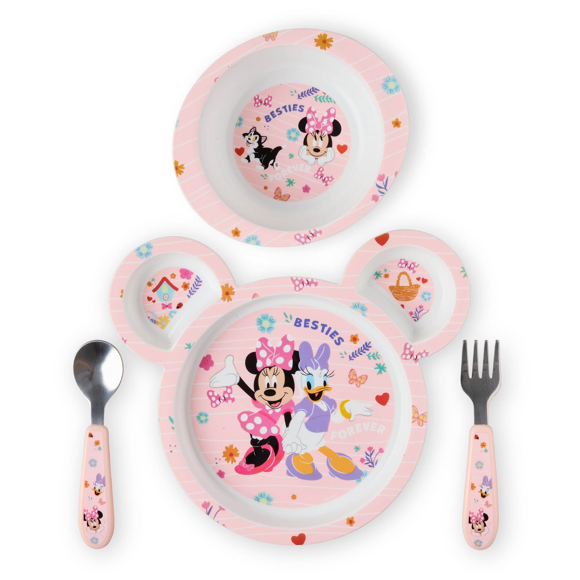 The First Years Minnie Mouse is dishwasher-safe for quick cleanup.