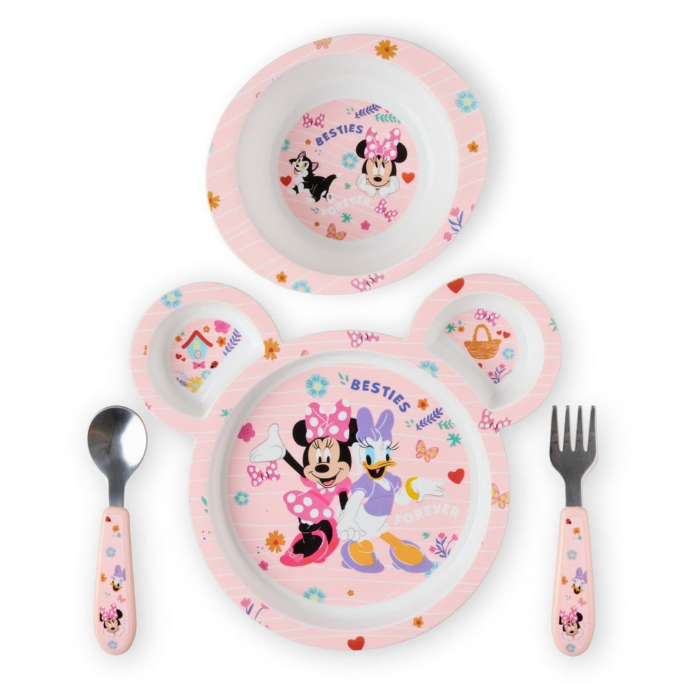 The First Years Minnie Mouse is dishwasher-safe for quick cleanup.