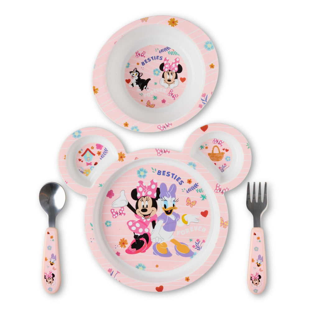The First Years Minnie Mouse divided plate keeps meals organized for tiny hands.
