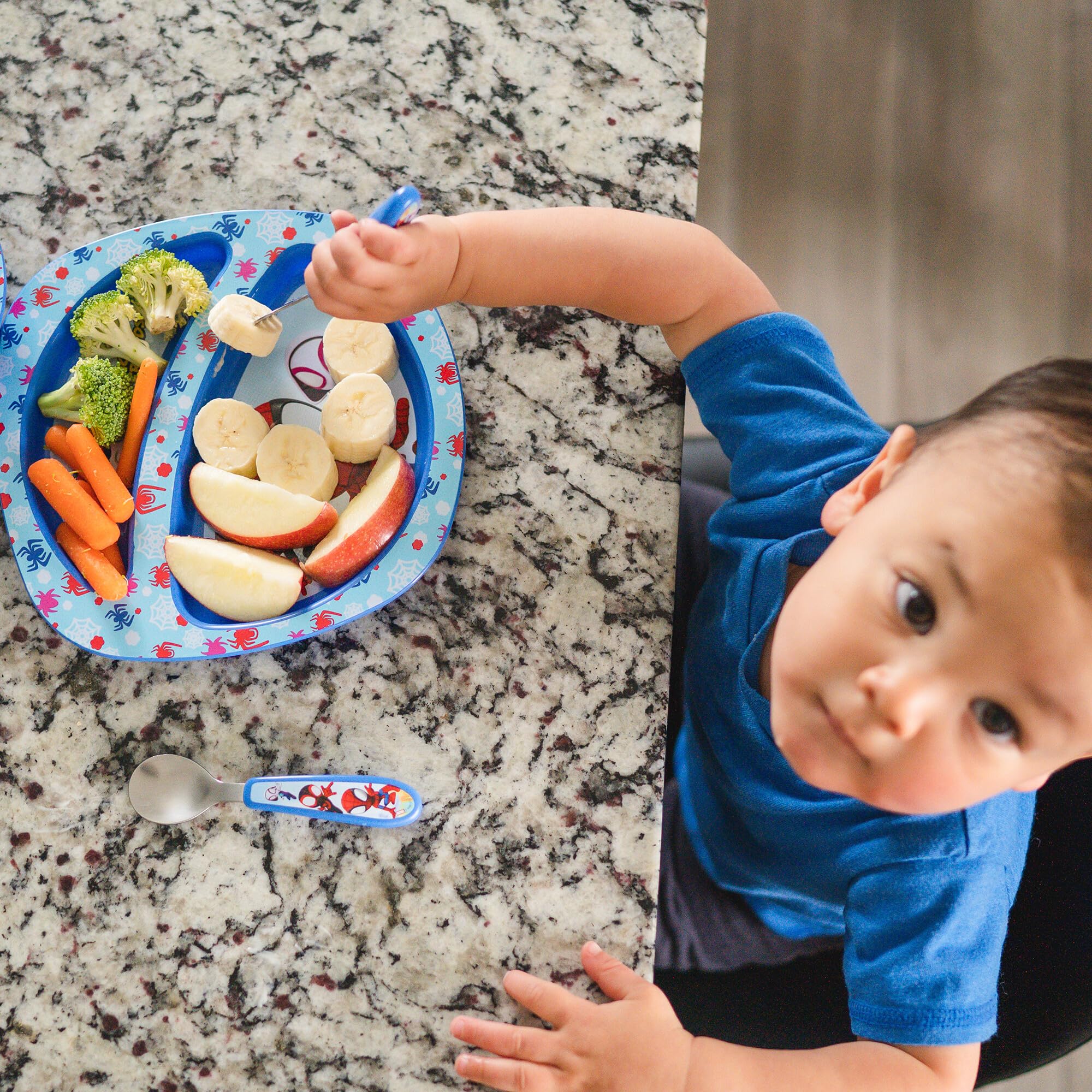 The First Years Spidey set is BPA-free for worry-free meals