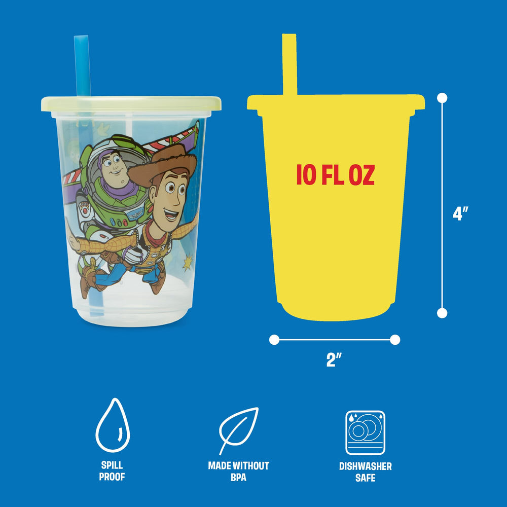 Dishwasher safe The First Years Take & Toss Toy Story cups for quick cleanups