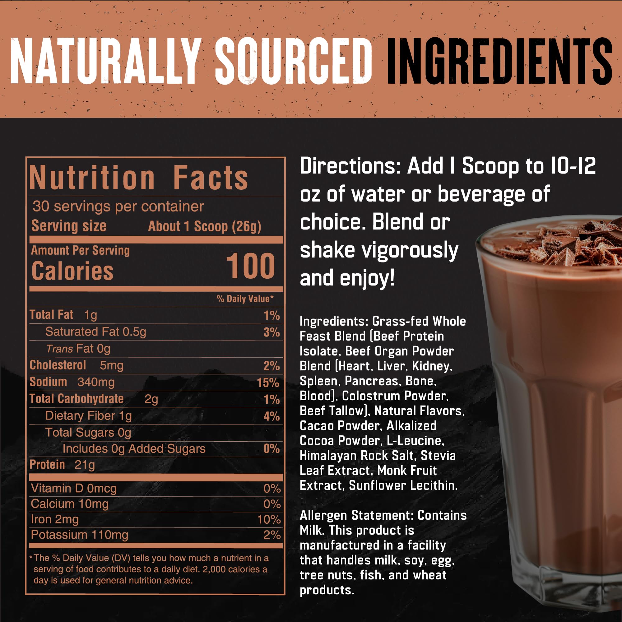 The Fittest Whole Feast shake being poured over ice shows versatile keto-friendly options.