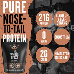 The Fittest Whole Feast scoop with milk chocolate powder for a quick, tasty shake.