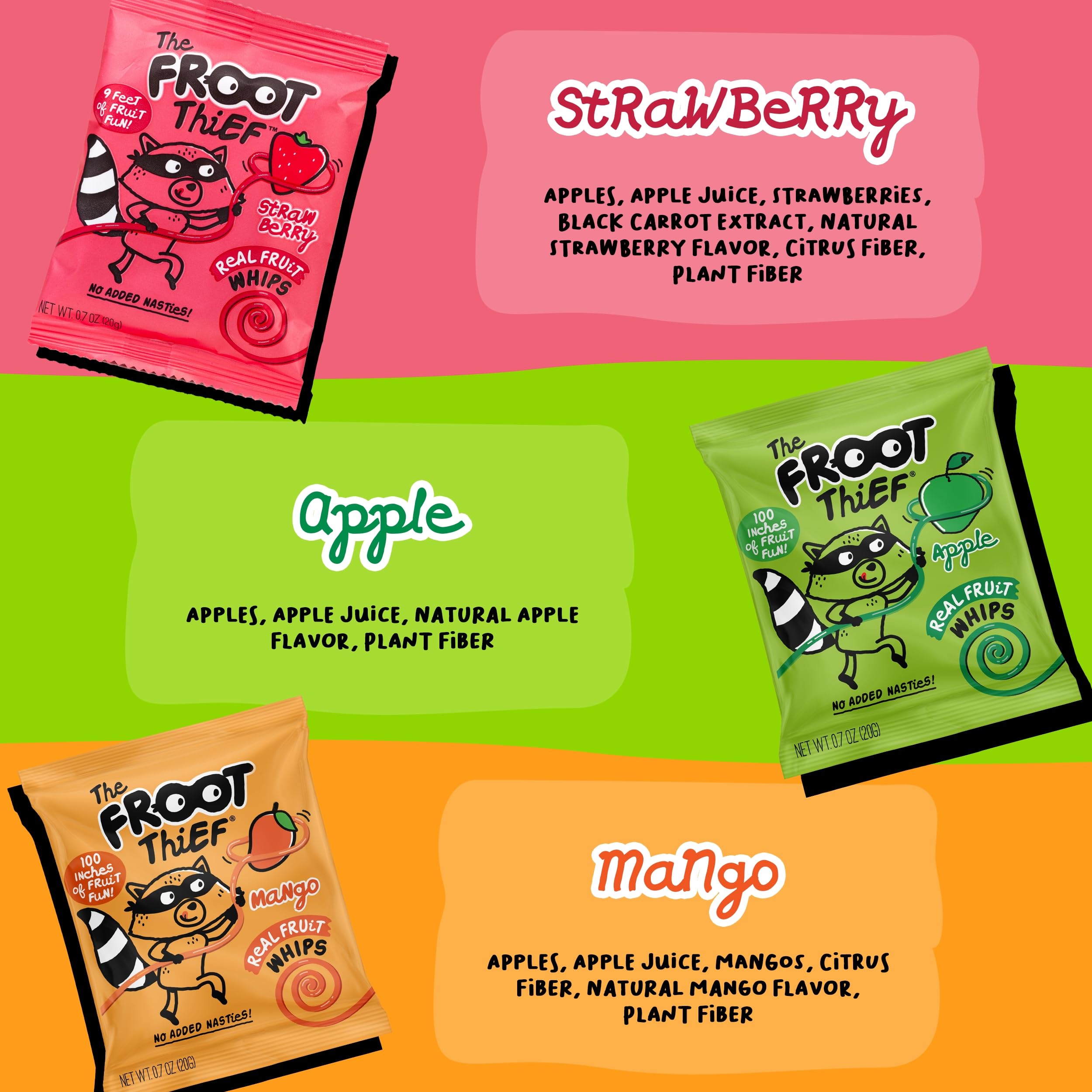 The FROOT Thief strawberry snack whip in a backpack-friendly form for adventures.