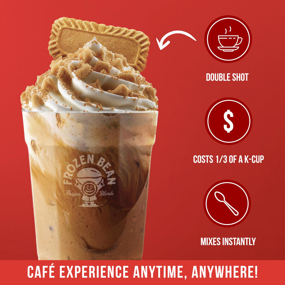 The Frozen Bean ice frappe blended glass reveals refreshing chill and dessert-like flavor.