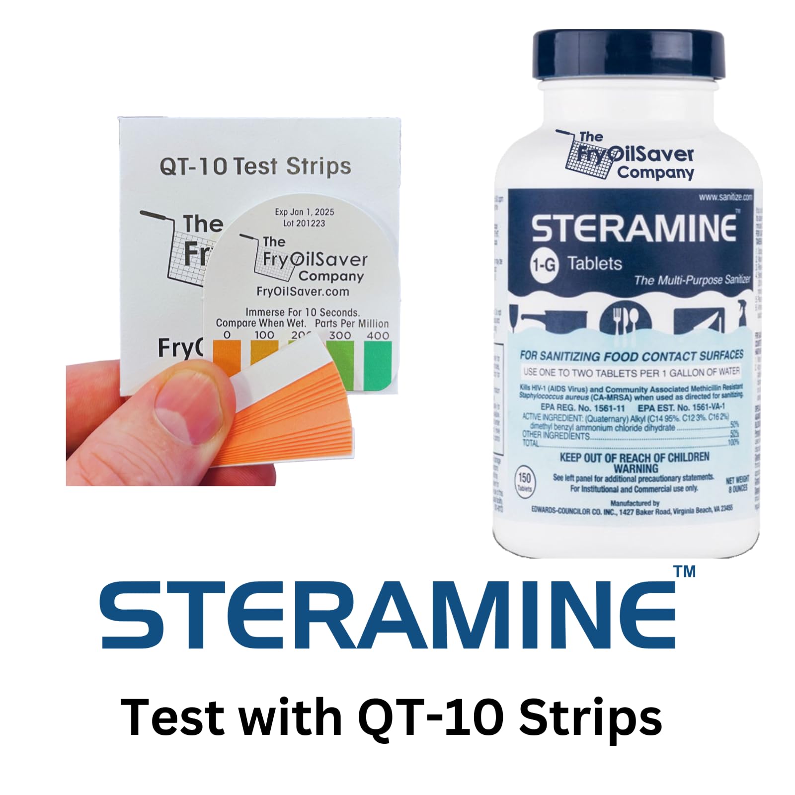 Steramine tablets in professional packaging suitable for kitchens
