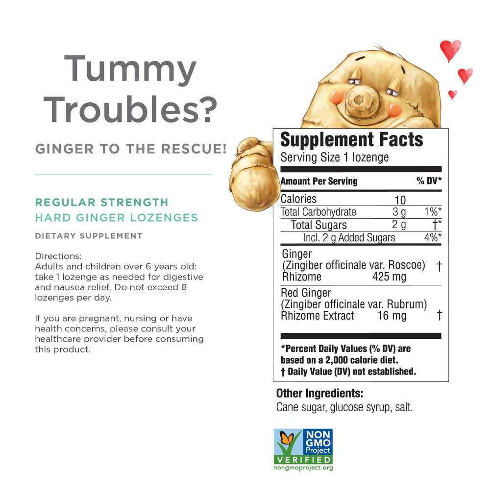 Individually wrapped Ginger Rescue lozenges convey hygiene and portability.