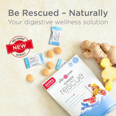 The Ginger People Ginger Rescue lozenges on-the-go use in purse or bag for daily digestive wellness.