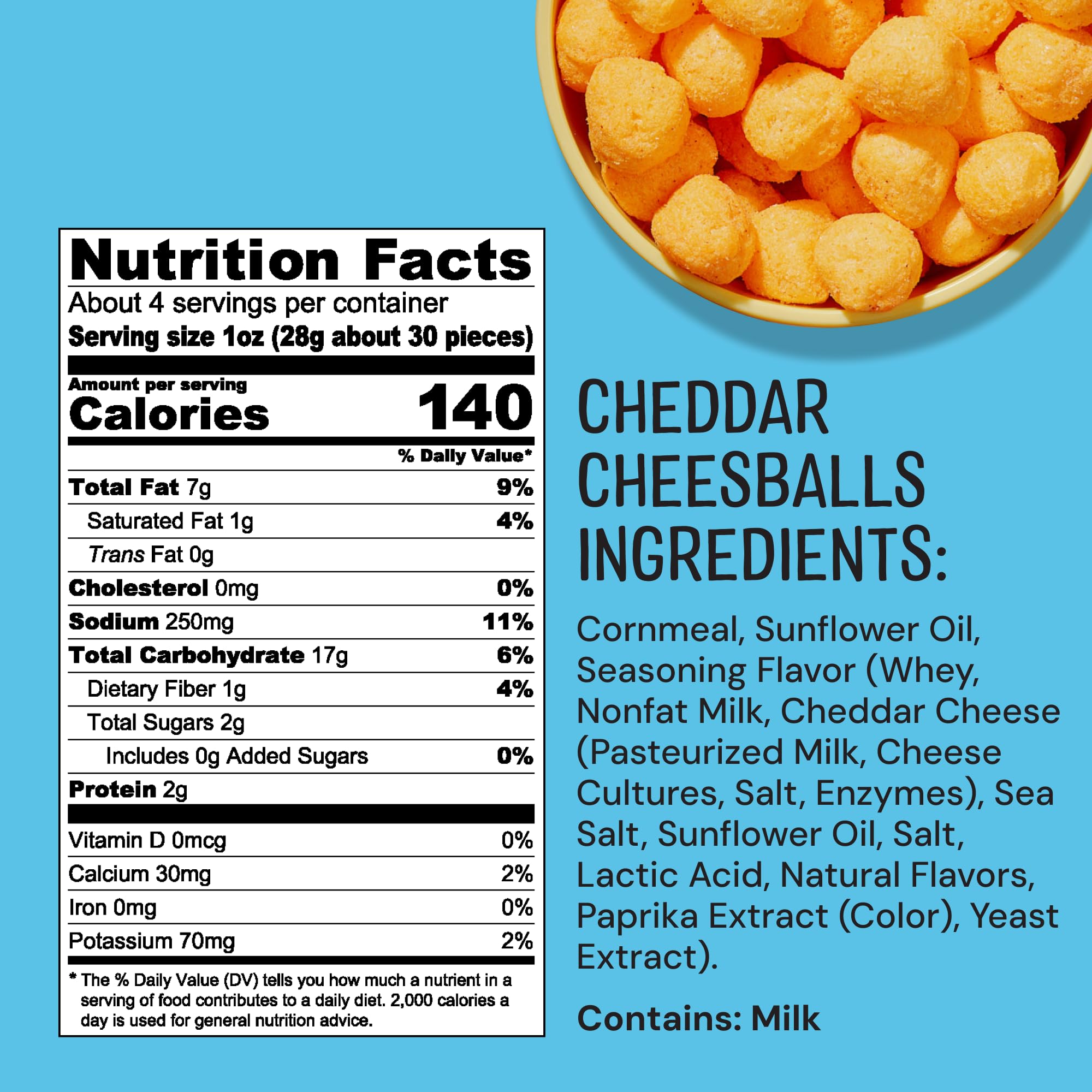 Close-up of cheddar cheese balls showing creamy center and crisp exterior.