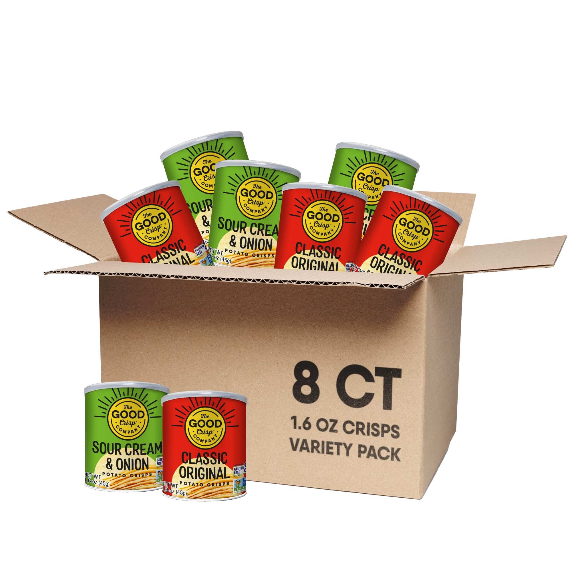 The Good Crisp Company Minis resealable can close-up for on-the-go snacking