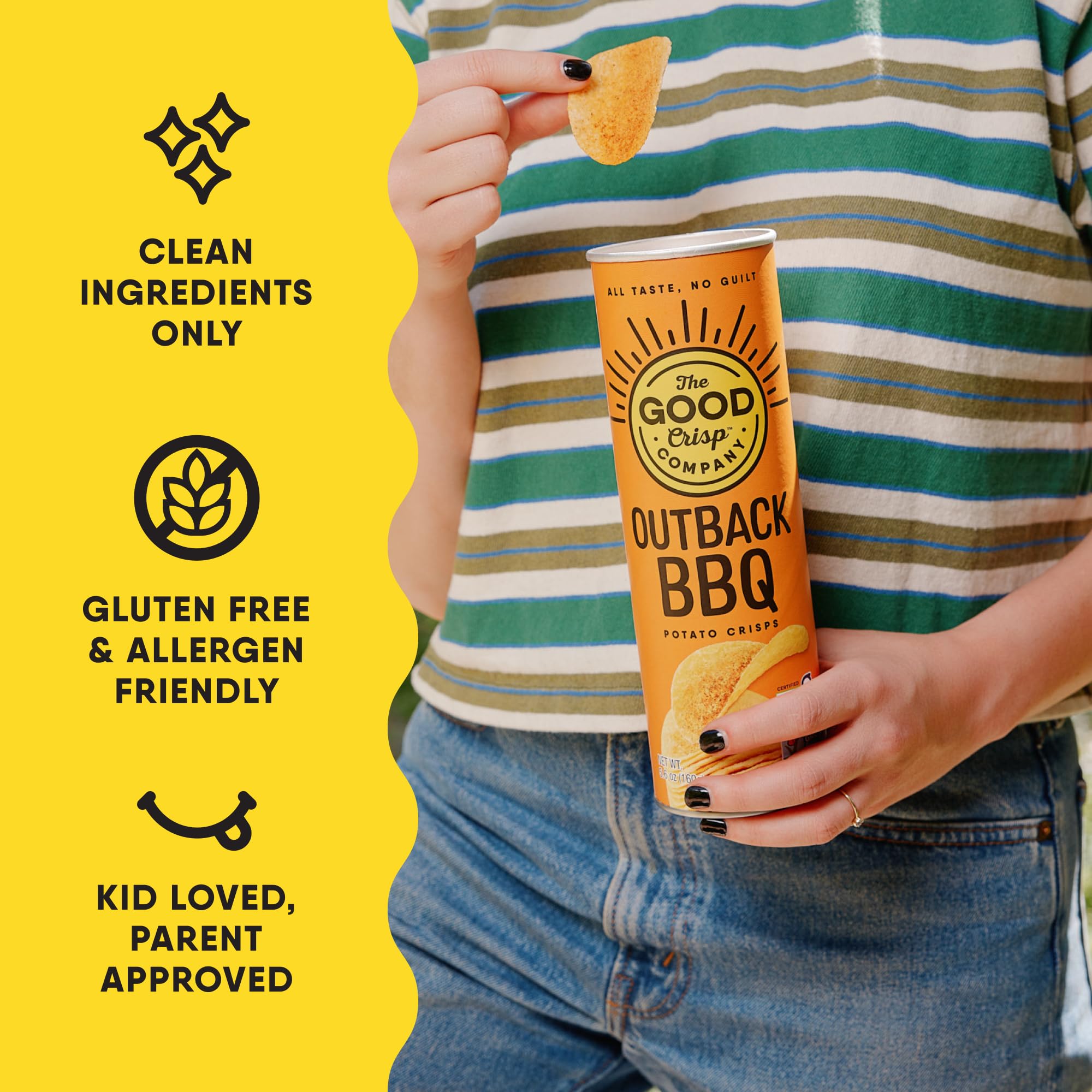The Good Crisp Company Sour Cream & Onion can, allergen-friendly crunch for snacks.