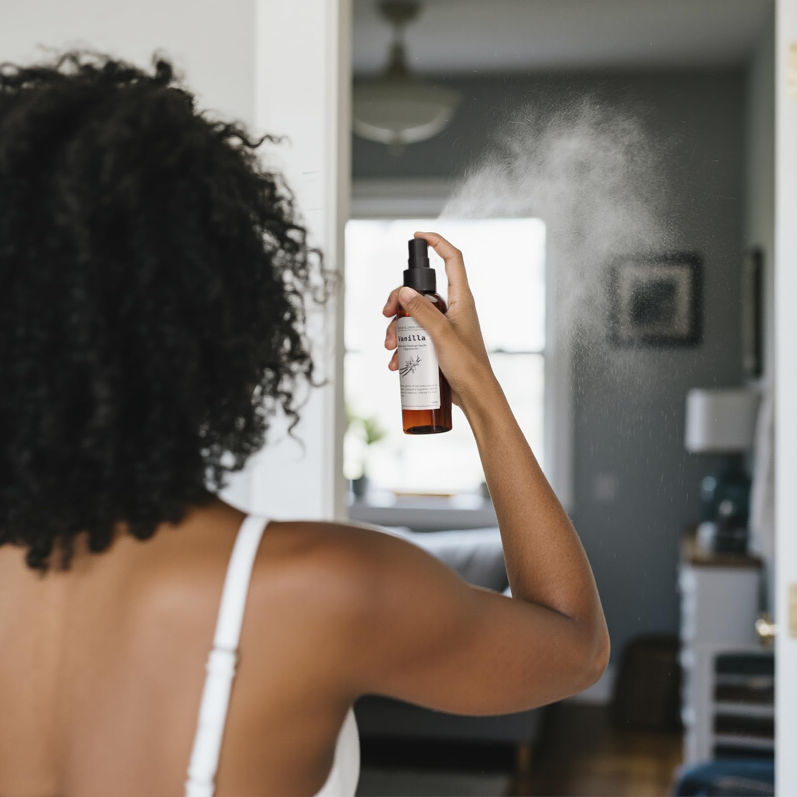 The Good Soul Project eco-friendly packaging with vanilla spray bottle.
