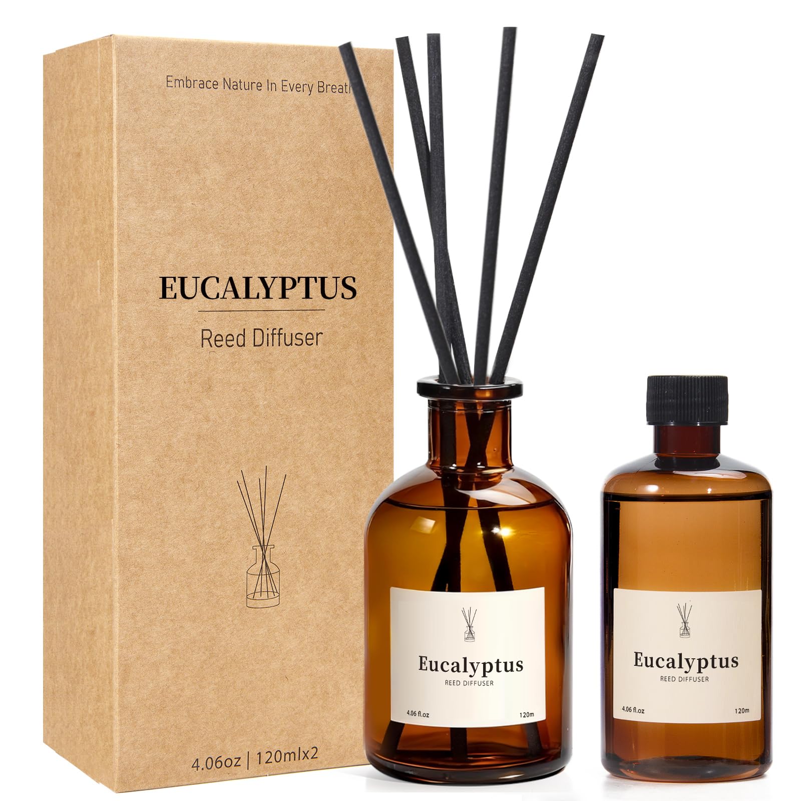 The Good Soul Project eucalyptus bottle reed diffuser enhances any living space with a clean, uplifting scent.