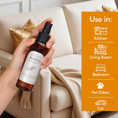 The Good Soul Project vanilla spray bottle on shelf showcasing long-lasting fragrance.
