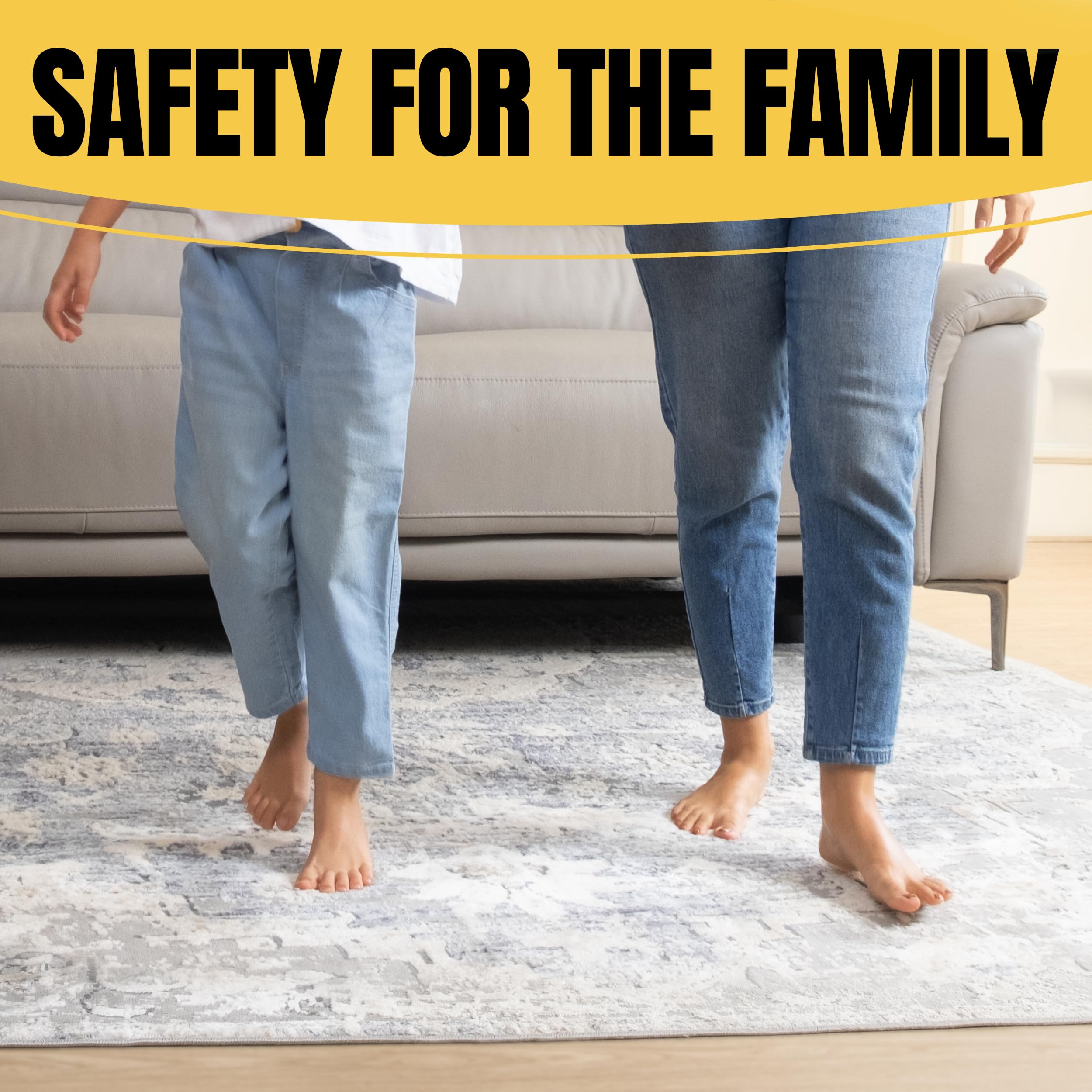 The Good Stuff rug tape shows easy to apply and reposition usage.