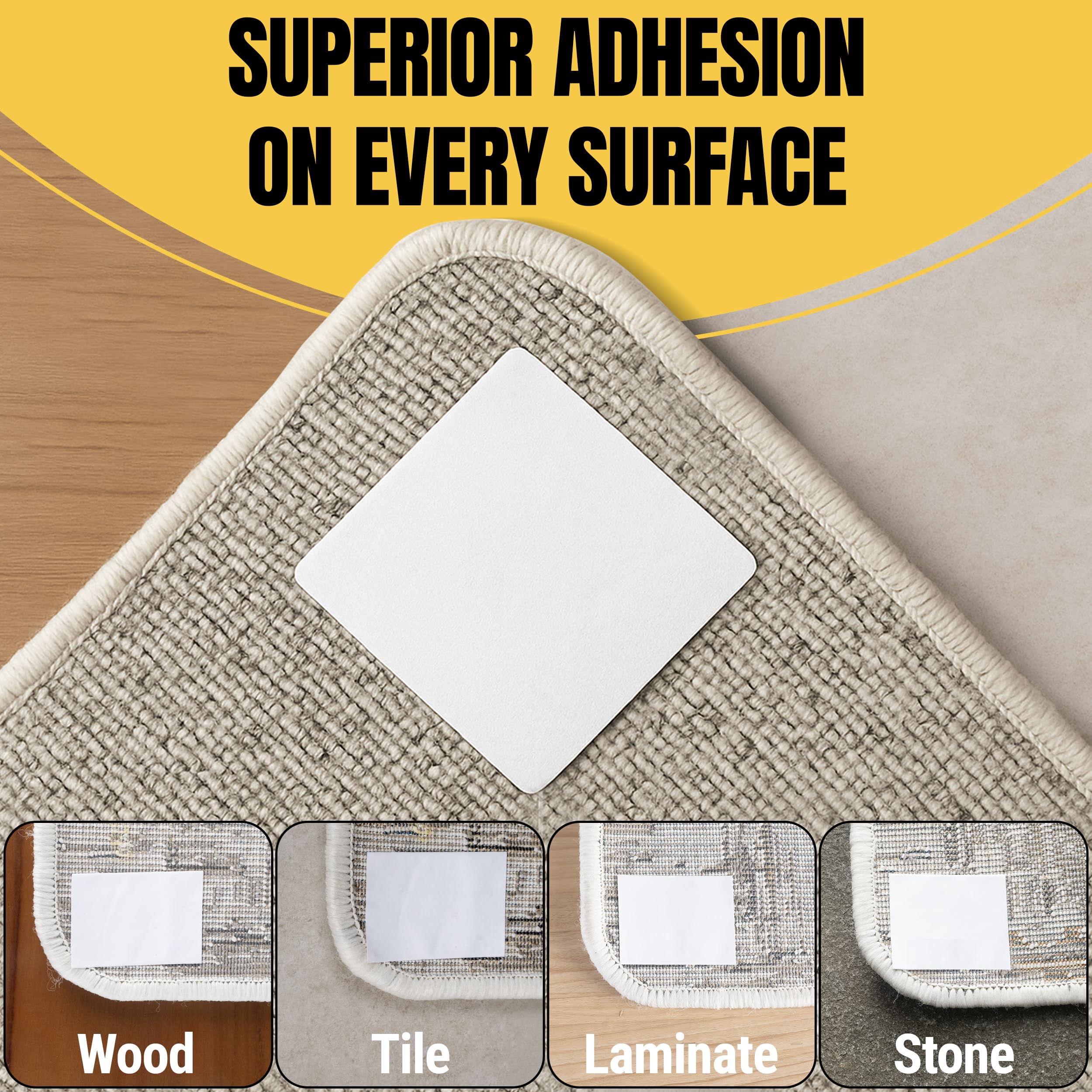 The Good Stuff rug tape protects hardwood and laminate while securing rug.