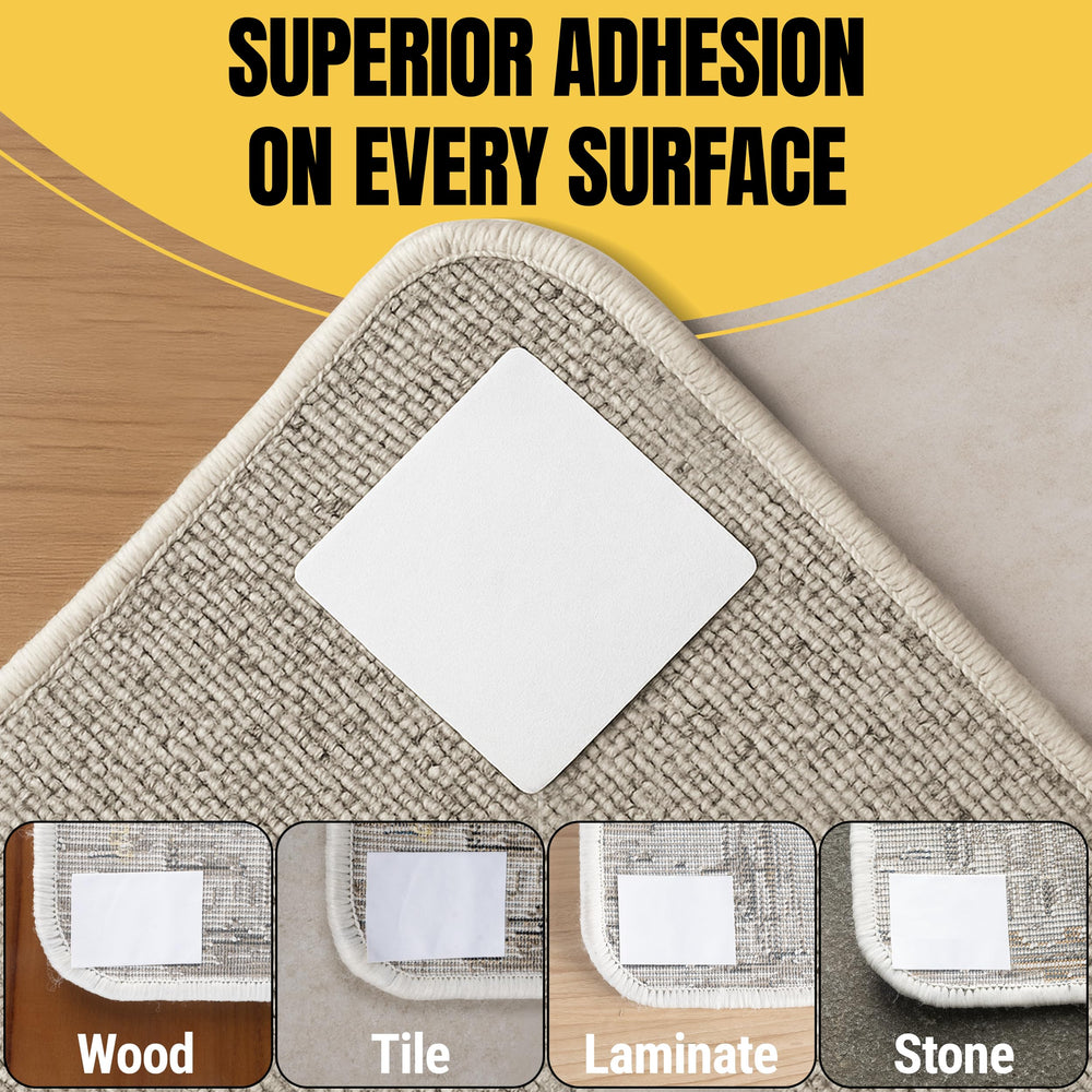 The Good Stuff rug tape protects hardwood and laminate while securing rug.