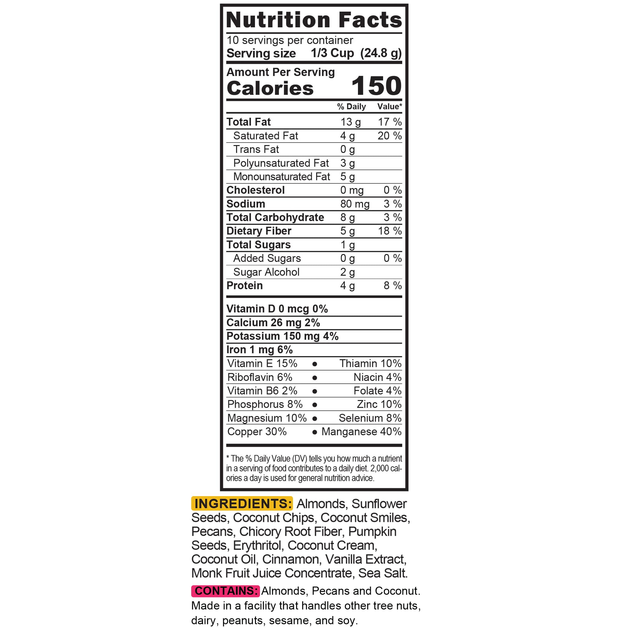 Front-pack view emphasizing recyclable packaging and gluten-free claim.