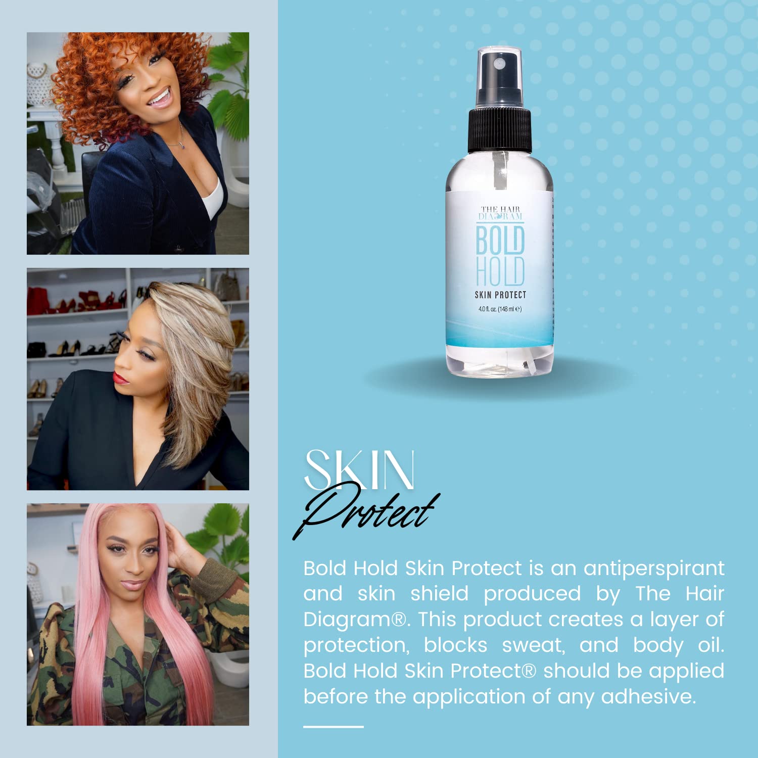 The Hair Diagram Bold Hold Skin Protectant safeguards lace wig adhesives for hold