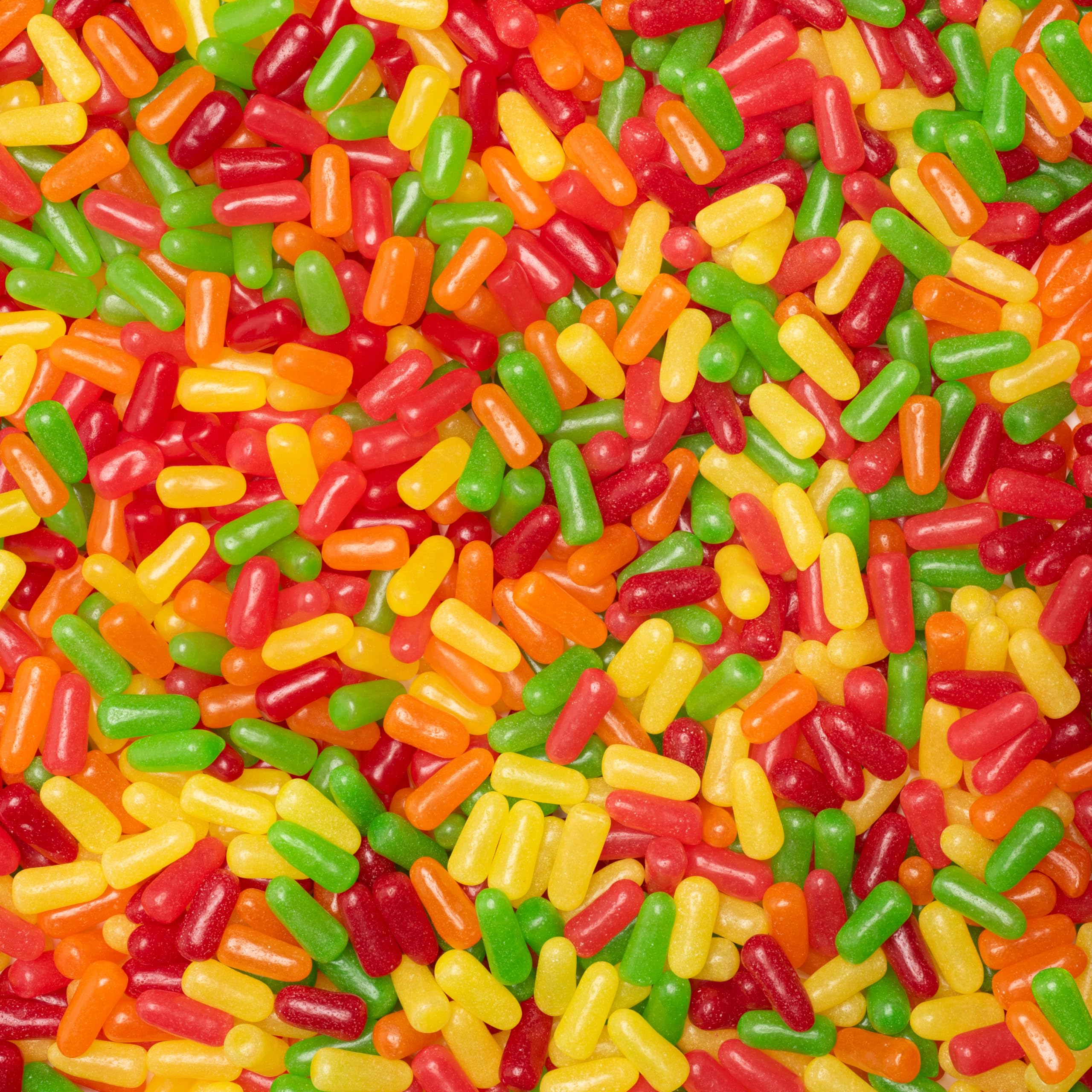 Mike and Ike Original Fruits box back highlights gluten-free and fat-free labeling for safe snacking