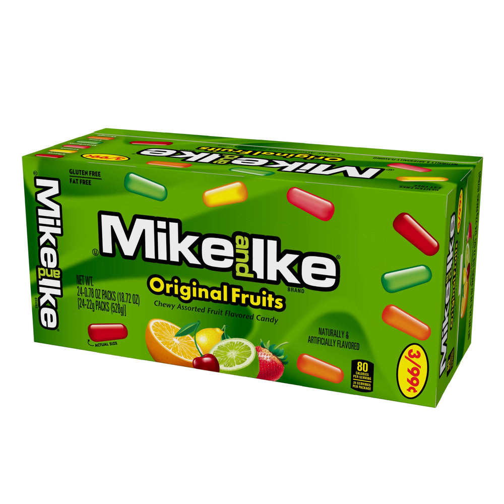 Mike and Ike Original Fruits candy close-up reveals glossy colors and chewy texture