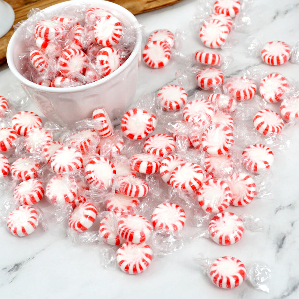 Bright peppermint burst with festive red-white swirl design