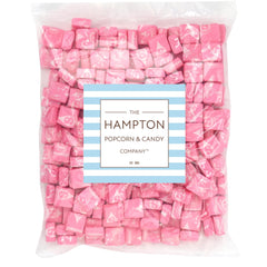 Close-up of Starburst All Pink strawberry fruit chews from Hampton Candy.