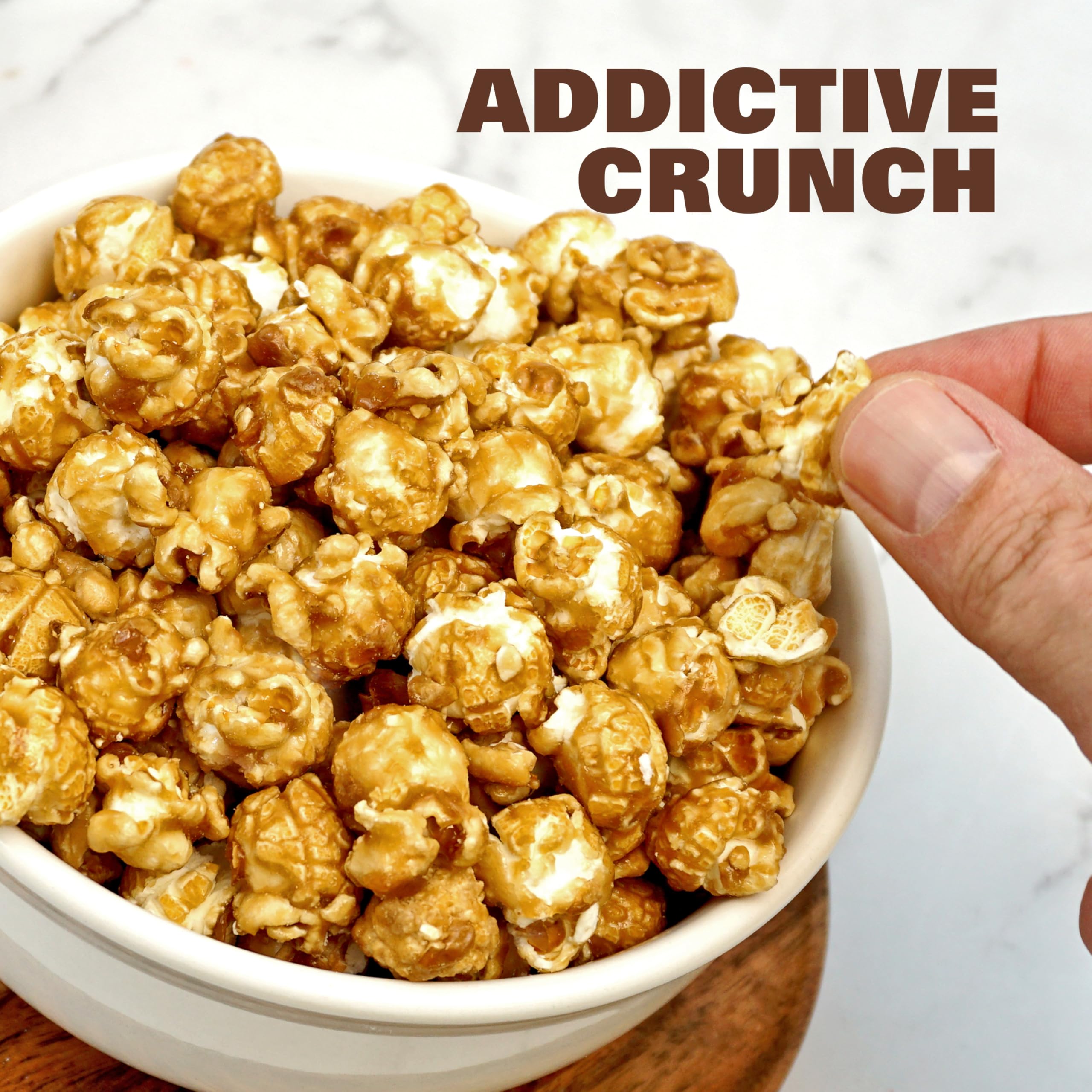 The Hampton Popcorn Company ninepointfive-ounce bag label signals generous sharing opportunities.